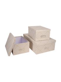 Set de cajas Inge, 3 pzas., Caja: cartón laminado, Dorado, blanco, Set de diferentes tamaños