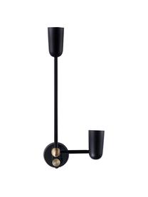 Wandlamp Buddy met stekker, Gelakt messing, Zwart, 24 x 55 cm