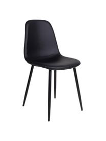 Silla tapizada en cuero sintético Stockholm, Tapizado: cuero sintético (poliuret, Patas: metal recubierto, Cuero sintético negro, negro, An 47 x F 50 cm