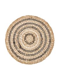 Rundes Seegras-Tischset Kama, Seegras, Beige, Weiß, Schwarz, Ø 38 cm