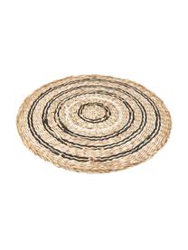 Ronde placemat Kama, Zeegras, Beige, wit, zwart, Ø 38 cm