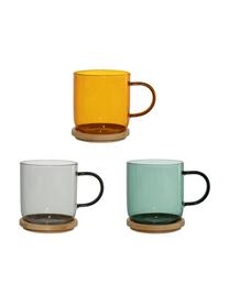 Tazza tè in vetro colorato con piattino/coperchio Dilacia 3 pz, Multicolore, Ø 8 x Alt. 9 cm, 250 ml