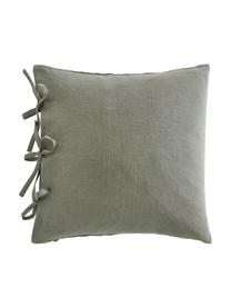 Housse de coussin 50x50 pur lin vert Candice, 100 % pur lin, Vert, larg. 50 x long. 50 cm