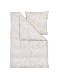 Vzorovaná bavlnená posteľná bielizeň Korey, Béžová, biela, 200 x 200 cm + 2 vankúše 80 x 80 cm