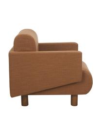 Bouclé loungefauteuil Coco in Nougat met houten poten, Bekleding: bouclé (70% polyester, 20, Poten: massief gelakt beukenhout, Bouclé Nougat, B 92 x D 79 cm