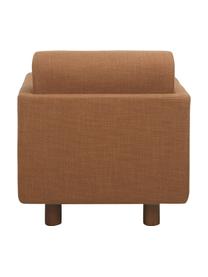 Bouclé loungefauteuil Coco in Nougat met houten poten, Bekleding: bouclé (70% polyester, 20, Poten: massief gelakt beukenhout, Bouclé Nougat, B 92 x D 79 cm