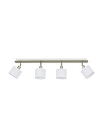 Faretti da soffitto classici Casper, Baldacchino: metallo nichelato, Paralume: tessuto, Argentato, bianco, Larg. 78 x Alt. 7 cm