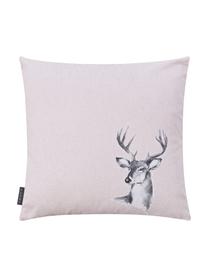 Housse de coussin 50x50 réversible motif cerf Ria, Rose, tons gris