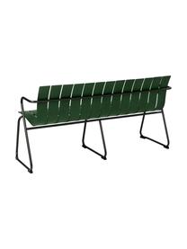 Handgefertigte Garten-Sitzbank Ocean, Gestell: Recycelter Stahl, beschic, Dunkelgrün, Schwarz, B 157 x T 58 cm