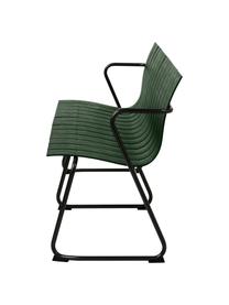 Banc de jardin artisanal Ocean, Vert foncé, noir, larg. 157 x prof. 58 cm