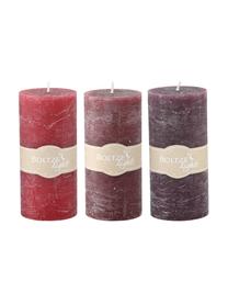 Set de velas Trent, 3 uds., Cera, Tonos rojos, Ø 7 x Al 15 cm