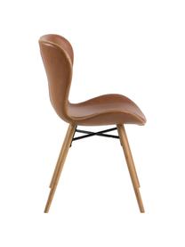 Chaises en cuir synthétique rembourrées Batilda, 2 pièces, Cuir synthétique cognac, bois de chêne, larg. 47 x prof. 53 cm