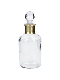 Kleine decoratieve fles Doni, Glas, Transparant, goudkleurig, Ø 7 x H 17 cm