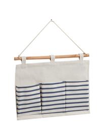 Hängender Schrank-Organizer Stripes mit 3 Fächern, Organizer: 20% Polyester, 80% Baumwo, Stange: Holz, Weiß, Blau, 35 x 26 cm