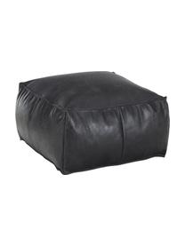 Pouf en cuir Porthos, Noir