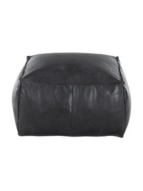 Pouf en cuir Porthos, Noir