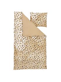 Dubbelzijdige renforcé dekbedovertrek Wild Animal, Weeftechniek: renforcé, Beige- en bruintinten, 200 x 220 cm + 2 kussenhoezen 60 x 70 cm