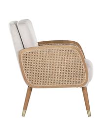 Loungefauteuil Hakoon met Weens vlechtwerk in beige, Bekleding: 100% polyester, Poten: hout, Beige, gebroken wit, B 64 x D 75 cm