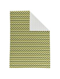 Mantel Zigzag antimanchas de teflón, 100% poliéster con revestimiento de teflón, Verde, De 8 a 10 comensales (An 135 x L 280 cm)