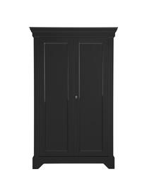 Armario de madera de pino Isabel, 2 puertas, Estructura: madera de pino, pintada, Negro, An 118 x Al 191 cm