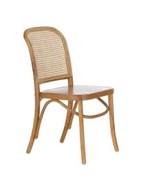 Silla de madera Franz, Asiento: ratán, Estructura: madera de roble maciza pi, Marrón, An 48 x F 59 cm