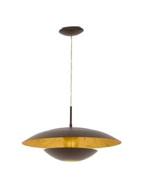 Hanglamp Nuvano in bruin, Lampenkap: gepoedercoat staal, Baldakijn: metaal, Bruin, goudkleurig, Ø 48  x H 18 cm