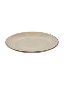 Set van 6 handbeschilderde  dinerbord Baita in greige, Handbeschilderde keramiek (hard dolomiet), Greige, Ø 27 cm