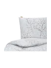 Pościel z flaneli Winter Twigs, Szary, biały, 135 x 200 cm + 1 poduszka 80 x 80 cm