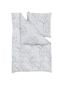 Pościel z flaneli Winter Twigs, Szary, biały, 135 x 200 cm + 1 poduszka 80 x 80 cm