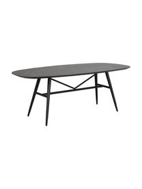 Eettafel Springdale met marmerlook, 200 x 98 cm, Tafelblad: MDF met keramisch oppervl, Poten: gepoedercoat metaal, Zwart, B 200 x D 98 cm