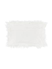 Housse de coussin rectangulaire blanc imitation fourrure frisée Morten, Crème, larg. 30 x long. 50 cm