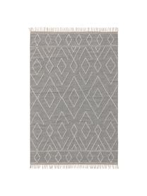 Ručně tkaný bavlněný koberec v boho stylu s třásněmi Sydney, Světle šedá, krémová