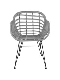 Polyrattan-Armlehnstühle Costa, 2 Stück, Sitzfläche: Polyethylen-Geflecht, Gestell: Metall, pulverbeschichtet, Grau, Schwarz, B 59 x T 58 cm