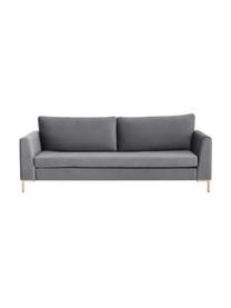 Sofa z aksamitu z metalowymi nogami Luna (3-osobowa), Tapicerka: aksamit (poliester) Dzięk, Nogi: metal galwanizowany, Ciemnoszary aksamit, złoty, S 230 x G 95 cm