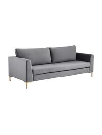 Sofa z aksamitu z metalowymi nogami Luna (3-osobowa), Tapicerka: aksamit (poliester) Dzięk, Nogi: metal galwanizowany, Ciemnoszary aksamit, złoty, S 230 x G 95 cm