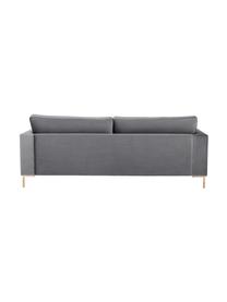 Samt-Sofa Luna (3-Sitzer) in Dunkelgrau mit Metall-Füssen, Bezug: Samt (Polyester) Der hoch, Gestell: Massives Buchenholz, Samt Dunkelgrau, Gold, B 230 x T 95 cm