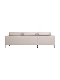 Divano angolare 3 posti Cucita, Rivestimento: tessuto (100% poliestere), Struttura: legno di pino massiccio, , Piedini: metallo verniciato, Tessuto beige chiaro, Larg. 262 x Prof. 163 cm, chaise longue a sinistra
