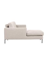 Divano angolare 3 posti Cucita, Rivestimento: tessuto (100% poliestere), Struttura: legno di pino massiccio, , Piedini: metallo verniciato, Tessuto beige chiaro, Larg. 262 x Prof. 163 cm, chaise longue a sinistra