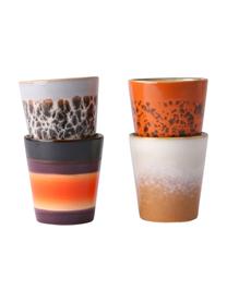 Handgemaakte espressokopjesset 70's in retro stijl, 4-delig, Keramiek, Multicolour, Ø 6 x H 6 cm, 80 ml