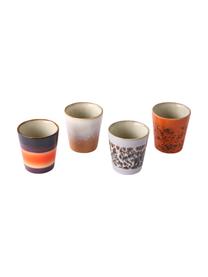 Handgemaakte espressokopjesset 70's in retro stijl, 4-delig, Keramiek, Multicolour, Ø 6 x H 6 cm, 80 ml