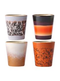 Handgemaakte espressokopjesset 70's in retro stijl, 4-delig, Keramiek, Multicolour, Ø 6 x H 6 cm, 80 ml