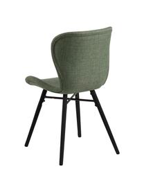 Gestoffeerde stoelen Batilda in groen, 2 stuks, Bekleding: 100% polyester, Poten: rubberhout, gecoat, Geweven stof groen, zwart, B 47 x D 53 cm