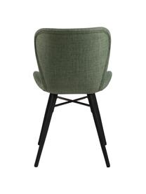 Gestoffeerde stoelen Batilda in groen, 2 stuks, Bekleding: 100% polyester, Poten: rubberhout, gecoat, Geweven stof groen, zwart, B 47 x D 53 cm