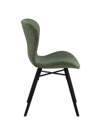 Krzesło tapicerowane Batilda, 2 szt., Tapicerka: 100% poliester, Nogi: drewno kauczukowe, powlek, Zielona tkanina, czarny, S 47 x G 53 cm