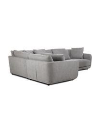 Divano angolare componibile in tessuto grigio Jasmin, Rivestimento: 85% poliestere, 15% nylon, Struttura: legno massiccio di abete , Piedini: plastica, Tessuto grigio, Larg. 306 x Alt. 84 cm