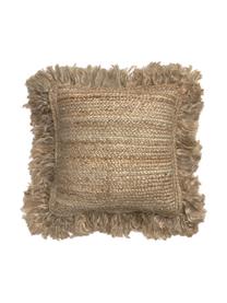 Juten kussenhoes Caucaso met franjes, Beige, 45 x 45 cm