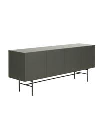 Credenza moderna grigia con ante Anders, Piedini: metallo verniciato a polv, Grigio, Larg. 200 x Alt. 79 cm