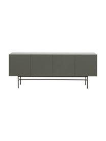 Modern dressoir Anders met 4 deuren in grijs, Frame: gelakt MDF, Poten: gepoedercoat metaal, Grijs, 200 x 79 cm