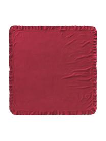 Tischdecke Chambray mit Rüschen, 100 % Baumwolle, Rot, Für 4 - 6 Personen (B 160 x L 160 cm)