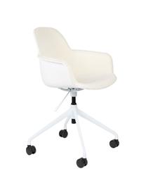 Krzesło biurowe bouclé Albert, obrotowe, Tapicerka: 100% poliester Dzięki tka, Biały, czarny, S 59 x G 52 cm